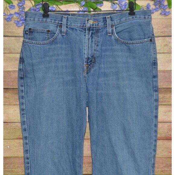 Southern Stitch Ladies Straight Leg Embroidered Denim Blue Jeans Size 33 33R - Picture 2 of 12